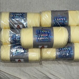 I Love This Yarn Lemon Ice Yellow Yarn Bundle 7 Skeins Same Dye Lot Soft Acrylic